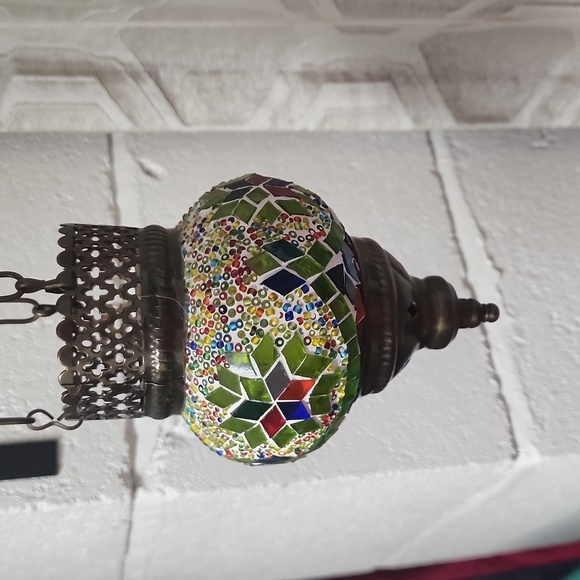 Handmade Glass & Brass Hanging Candle Holder & Glasswork Artwork - Picture 4 of 8